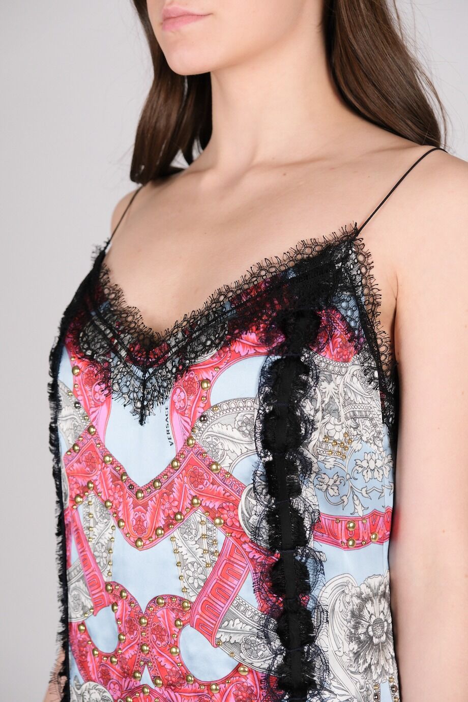 image 4 Платье-сорочка с принтом и черным кружевом