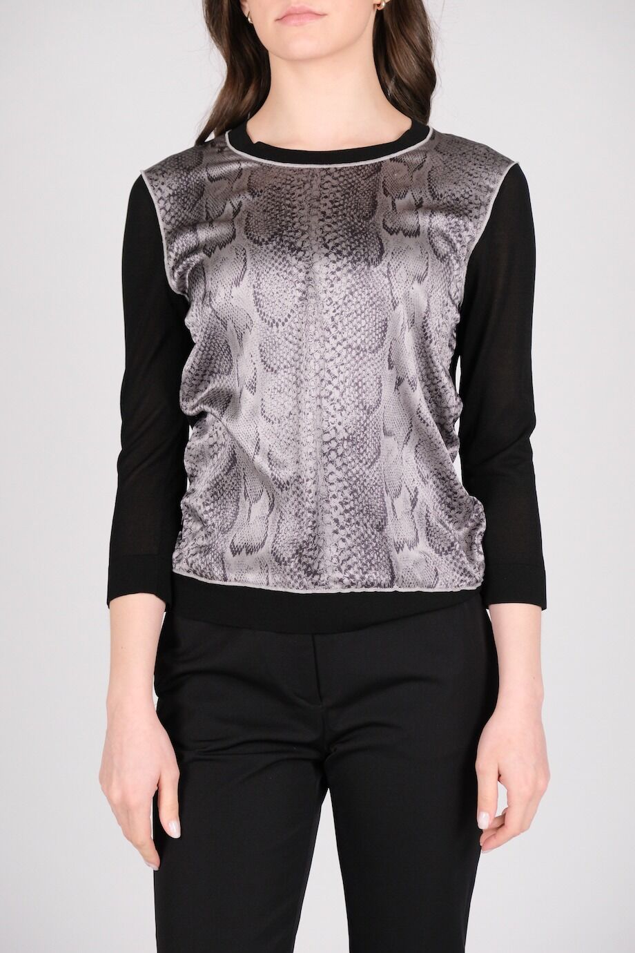 image 1 Шелковый комбинированный топ с принтом