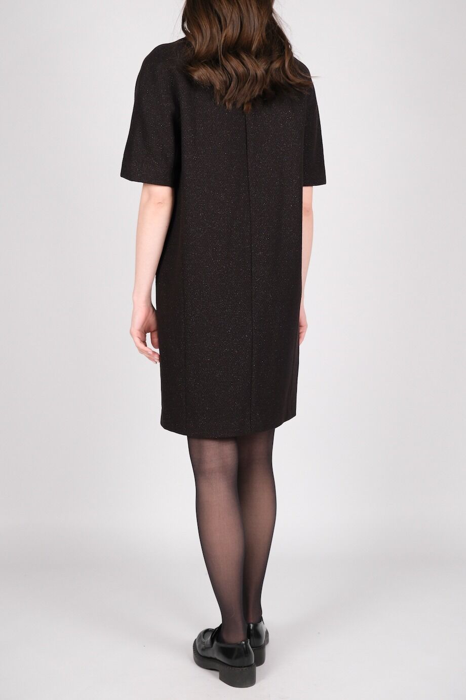 image 3 Платье из шерсти с металлической нитью с короткими рукавами