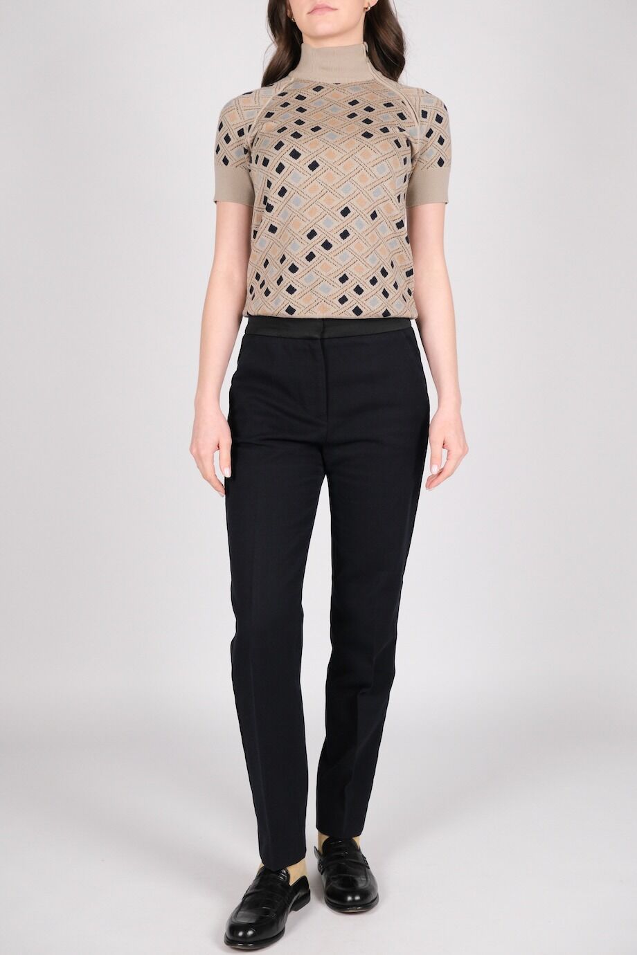 image 1 Хлопковые брюки темно-синего цвета с черными лампасами