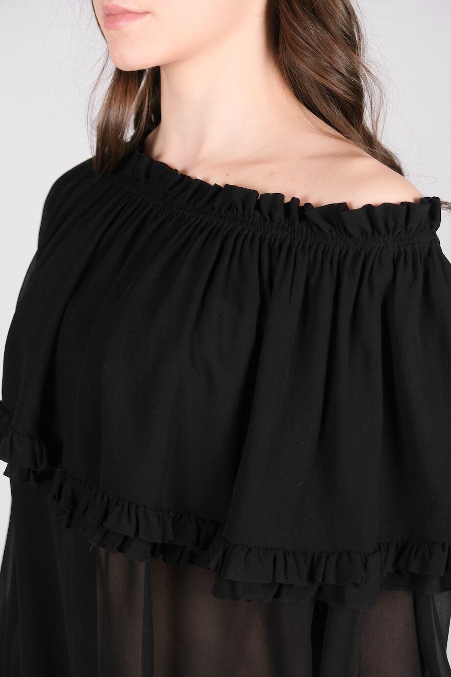 image 5 Шелковая блуза черного цвета с воланами