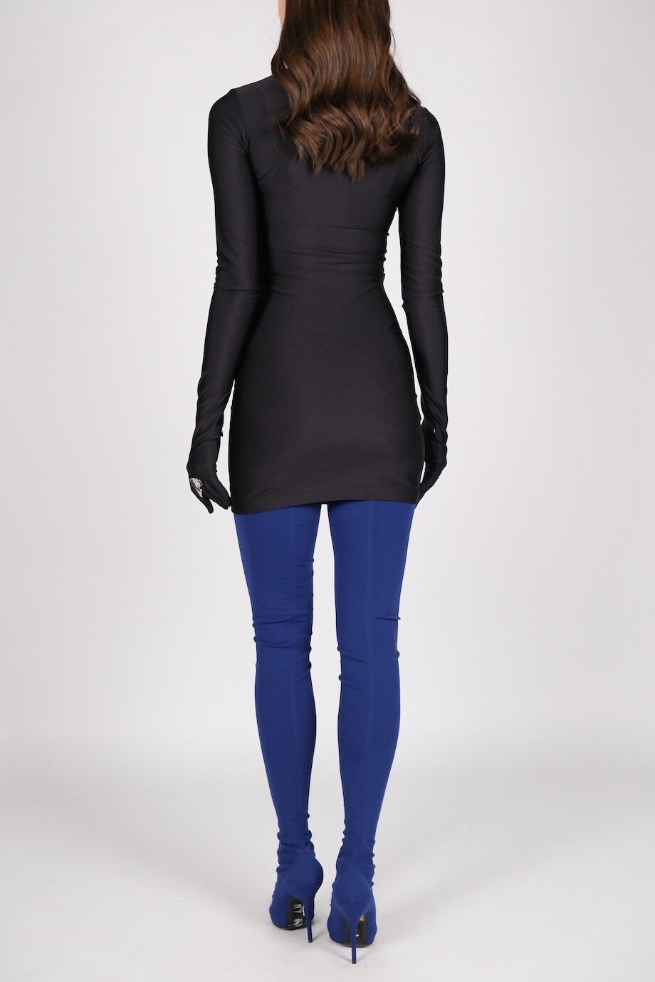 image 3 Платье-мини черного цвета с перчатками