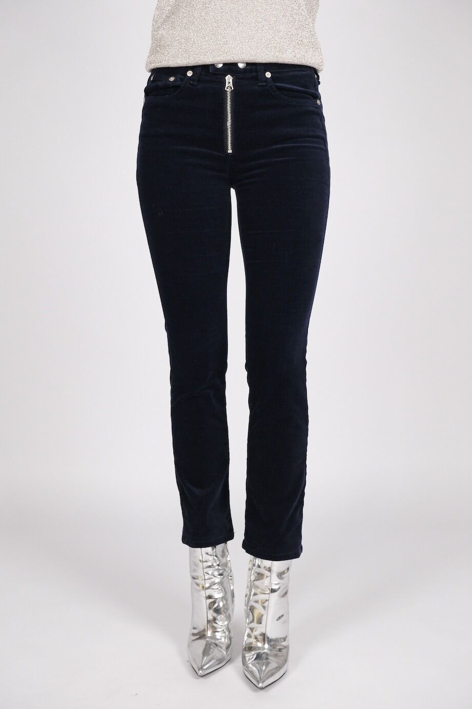 image 2 Велюровые брюки темно-синего цвета