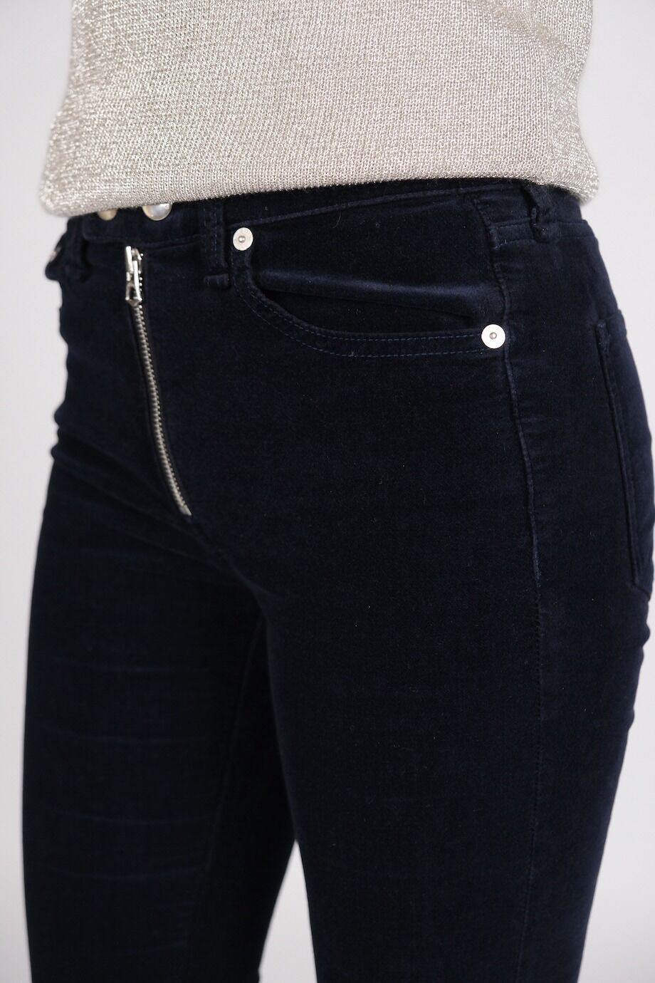 image 5 Велюровые брюки темно-синего цвета