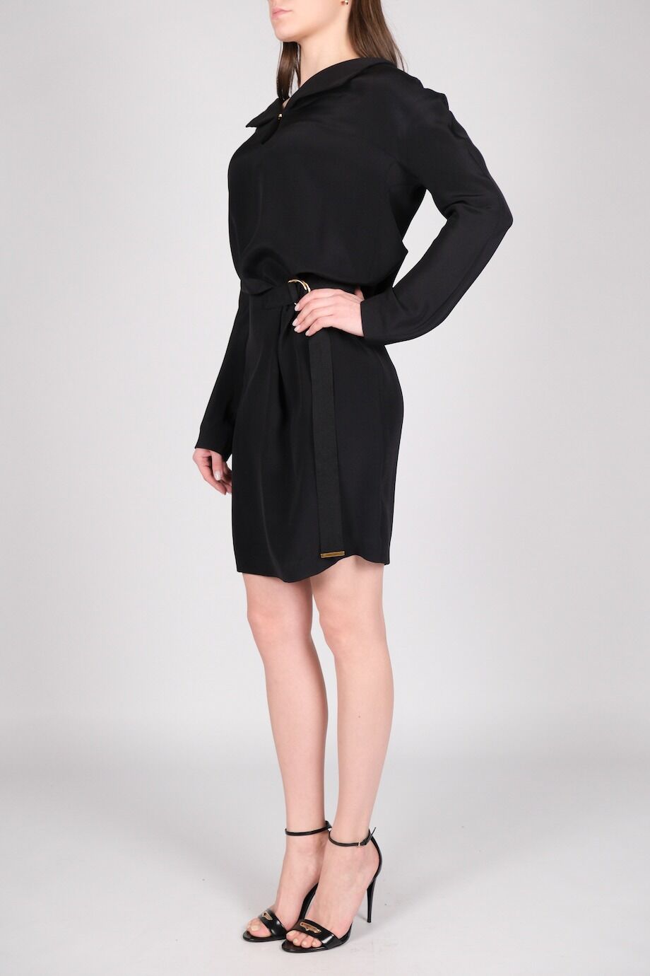 image 2 Платье черного цвета с длинным рукавом