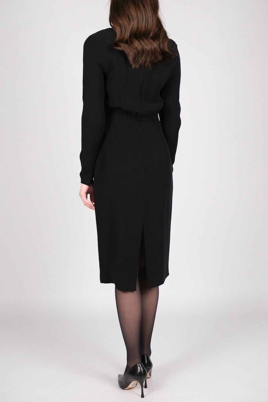 image 3 Шелковое платье черного цвета с молниями на рукавах