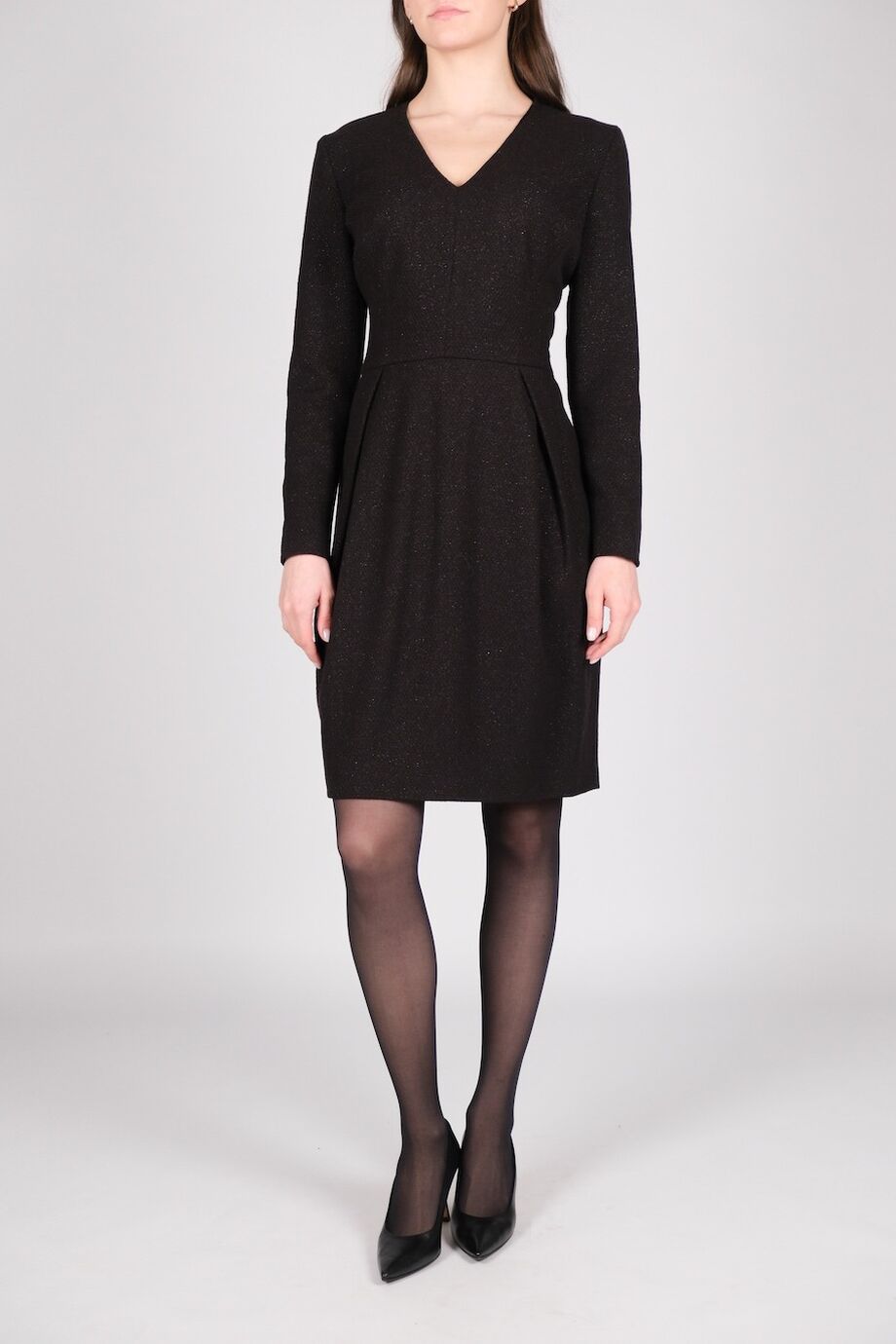 image 1 Платье из шерсти с металлической нитью с V-образным вырезом