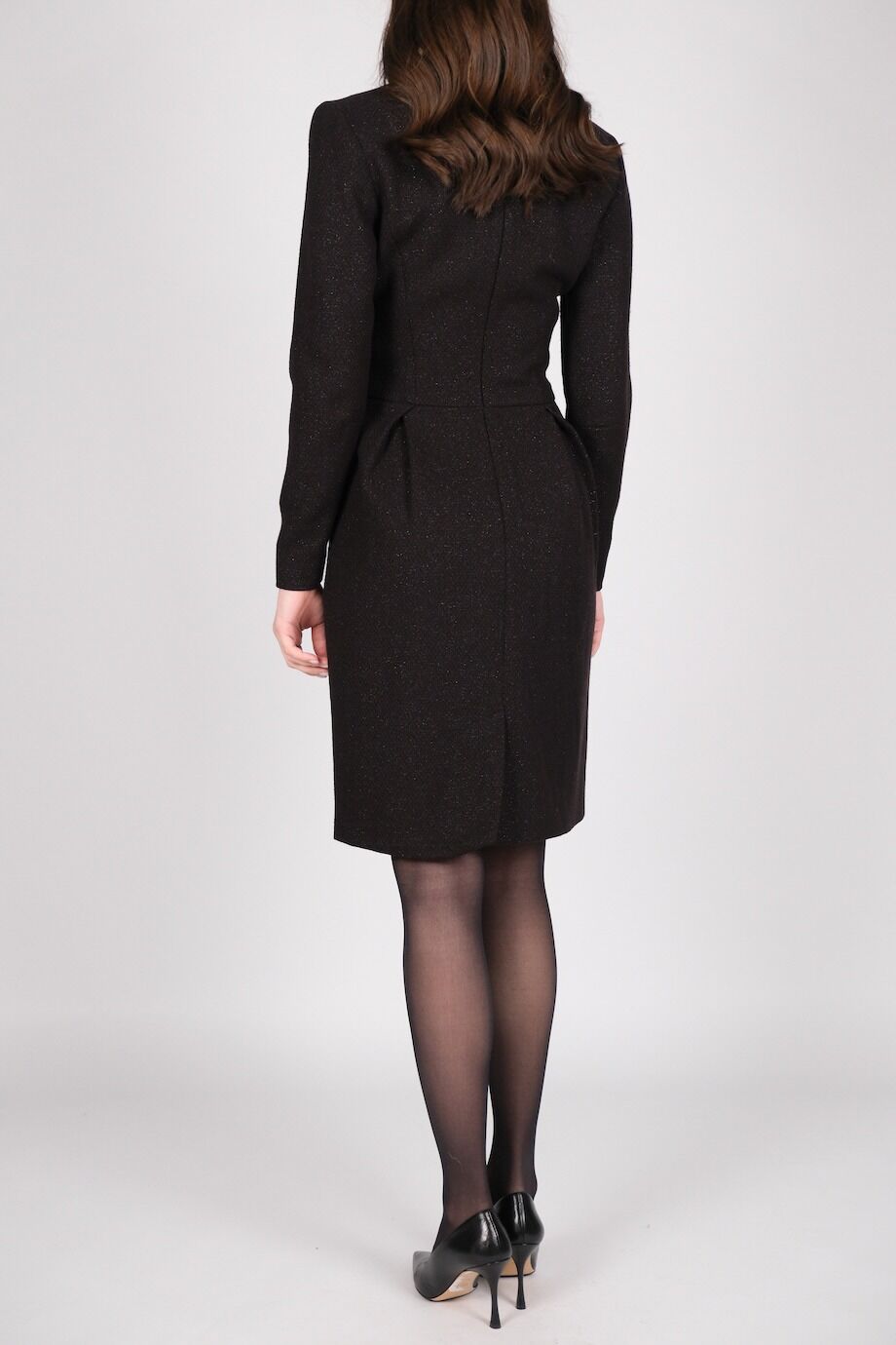 image 3 Платье из шерсти с металлической нитью с V-образным вырезом