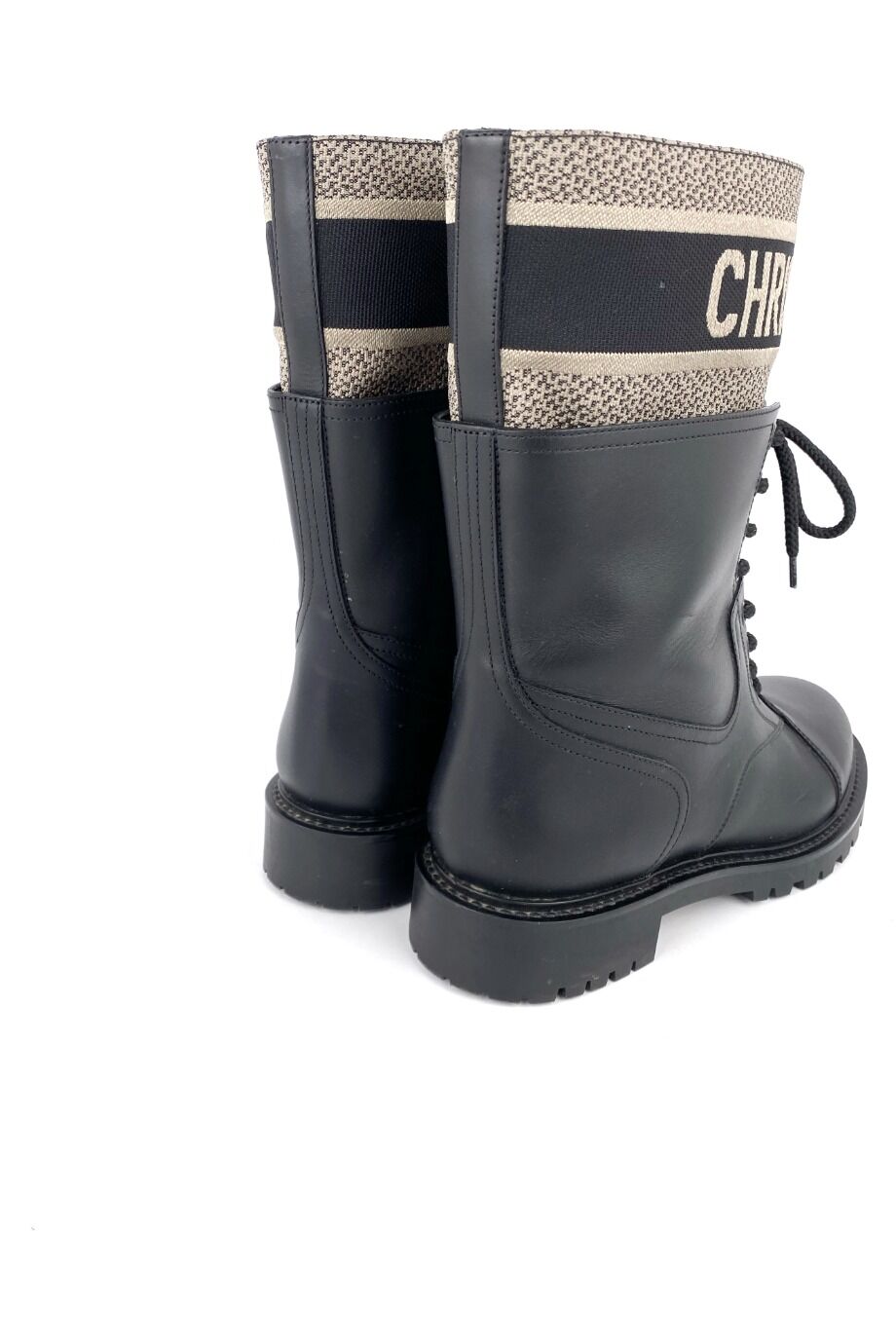 image 4 Высокие ботинки черного цвета с текстильной вставкой