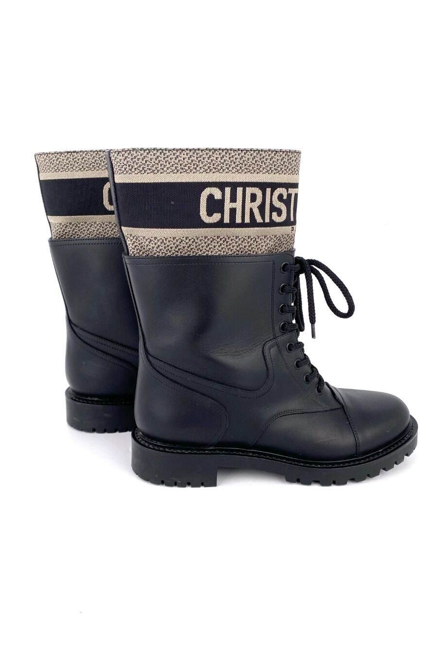 image 5 Высокие ботинки черного цвета с текстильной вставкой