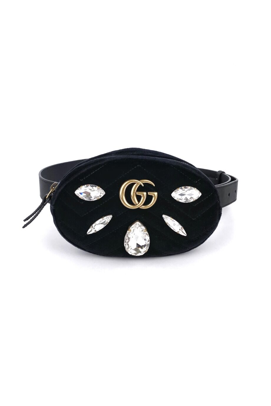 image 1 Поясная сумка GG Marmont из велюра с декором из кристаллов