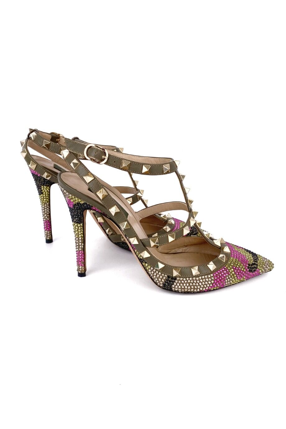 image 5 Туфли оливкового цвета с декором из страз