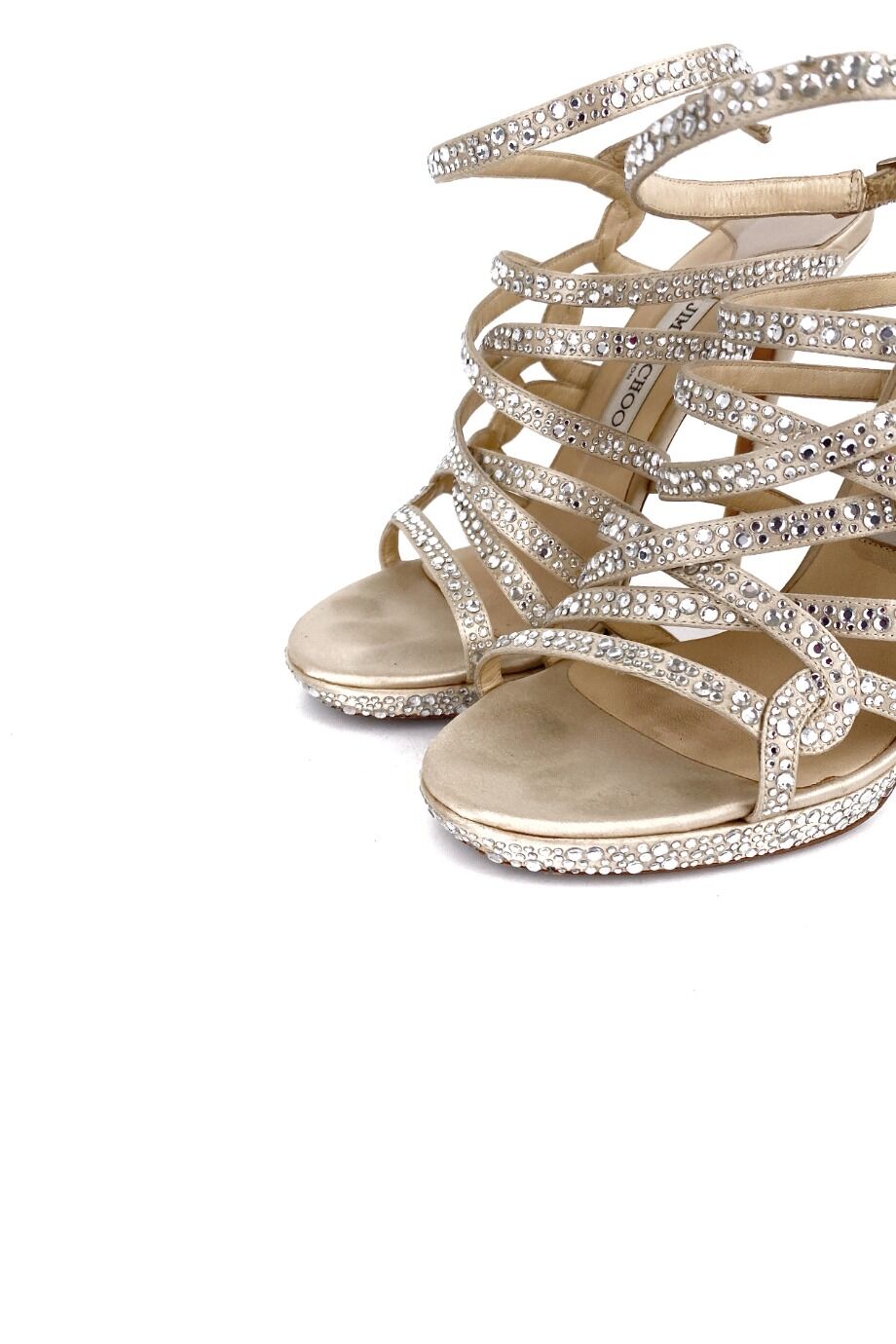 image 3 Босоножки бежевого цвета с декором из камней