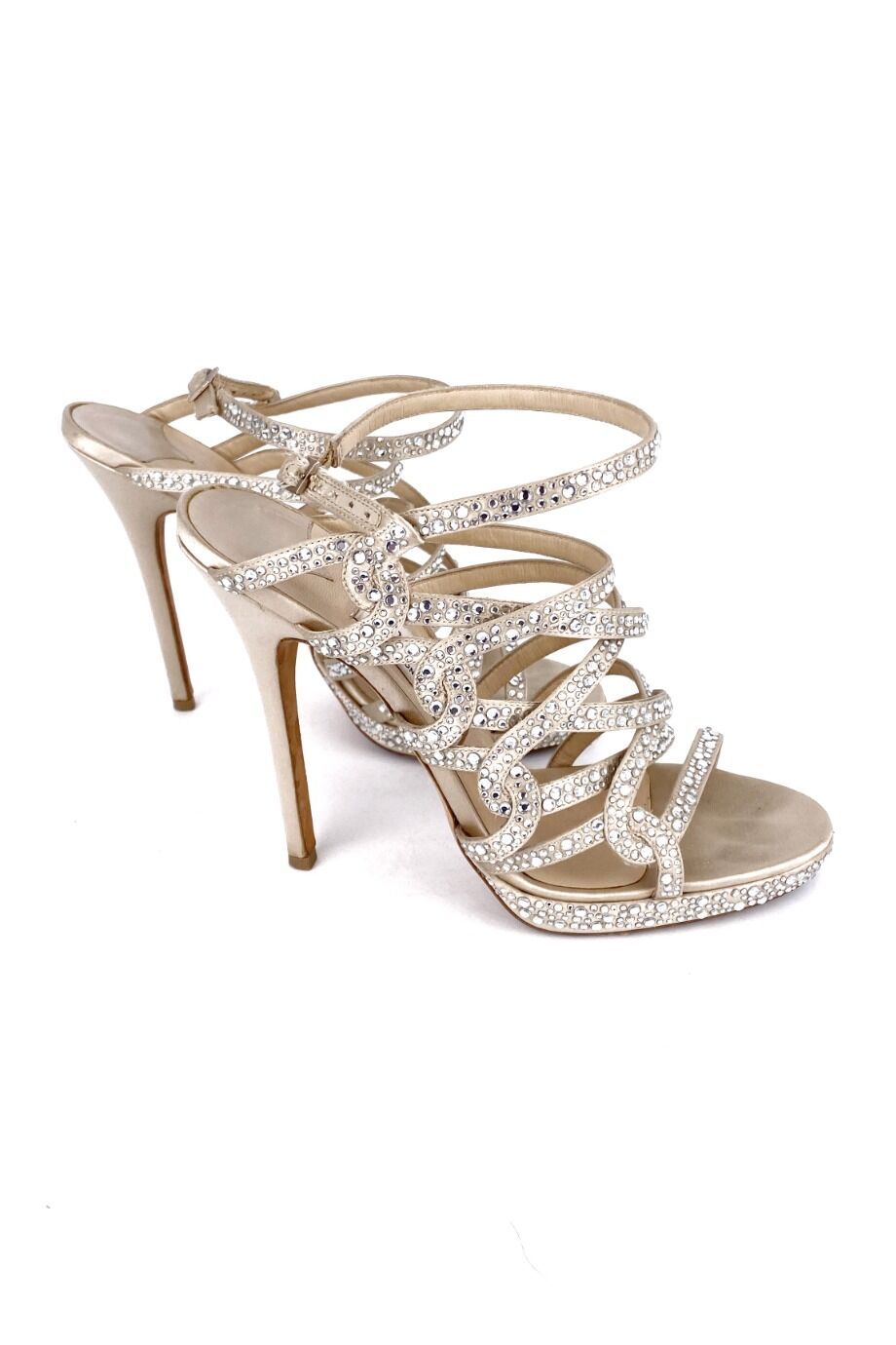 image 5 Босоножки бежевого цвета с декором из камней