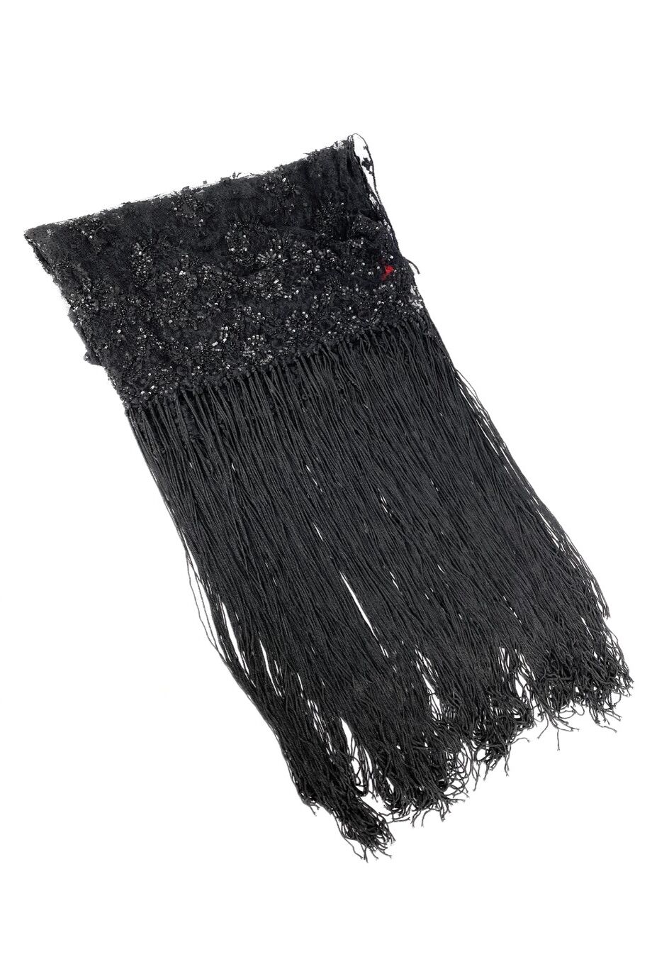 image 1 Шаль чёрного цвета из кружева с бахромой и вышивкой бисером