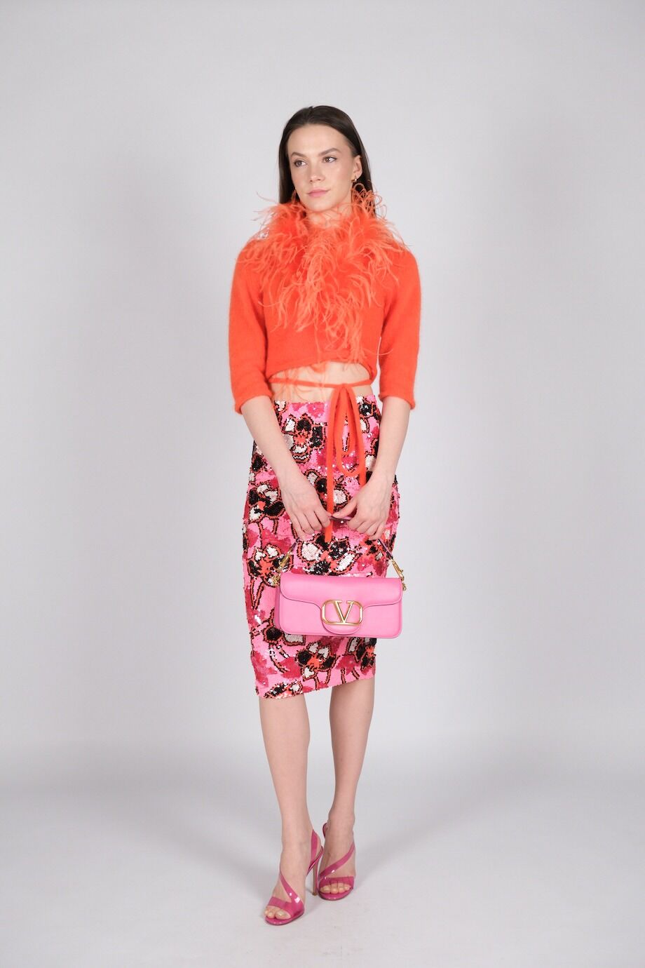 image 1 Юбка красно-розового расцветки из пайеток