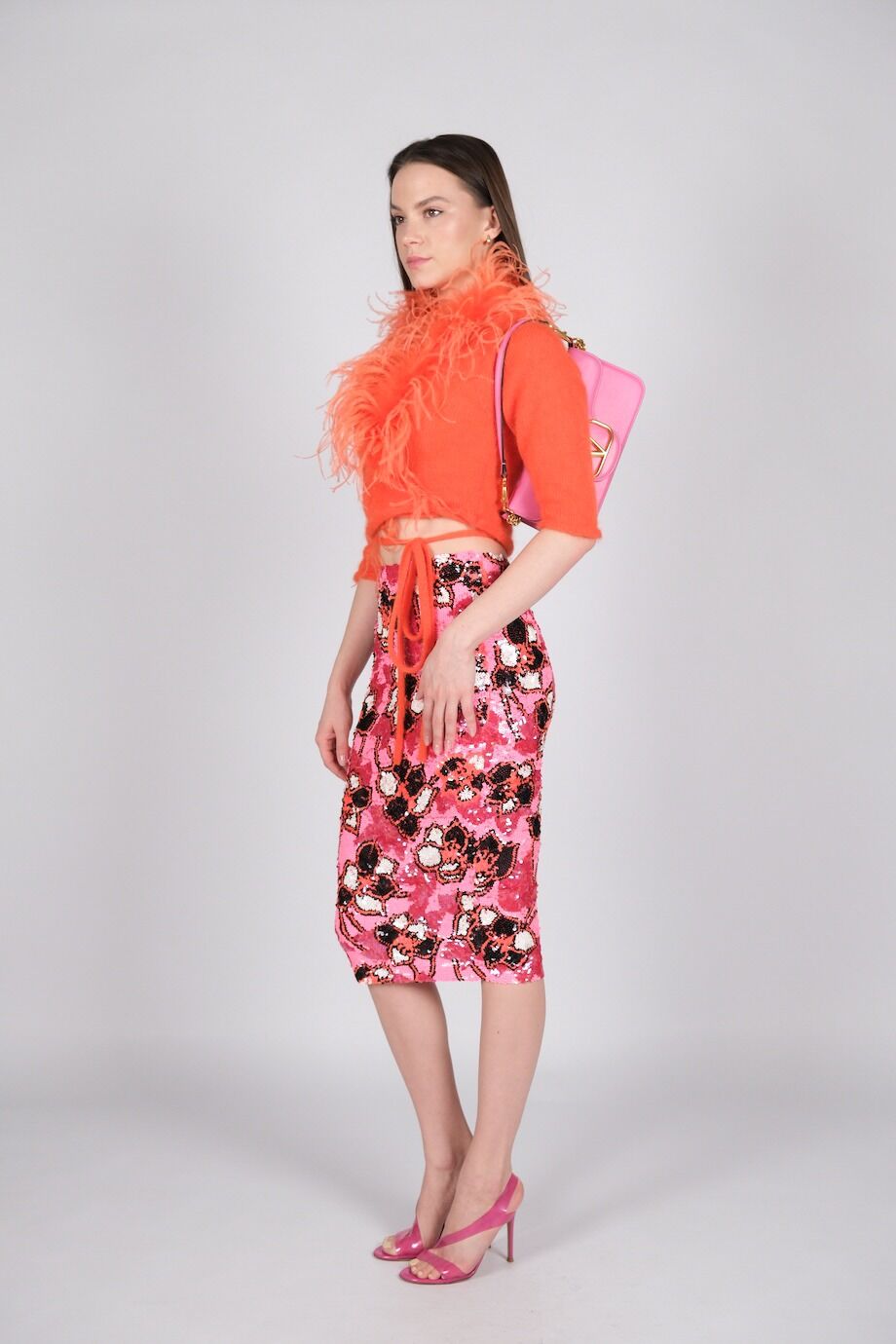 image 2 Юбка красно-розового расцветки из пайеток