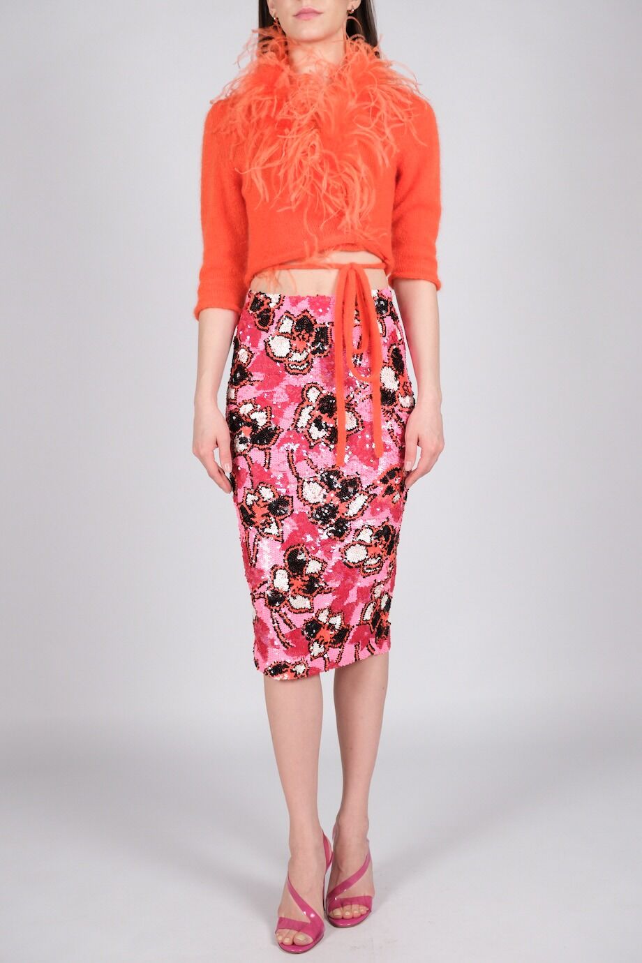 image 3 Юбка красно-розового расцветки из пайеток