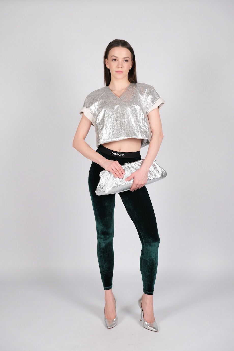 image 1 Велюровые леггинсы зеленого цвета