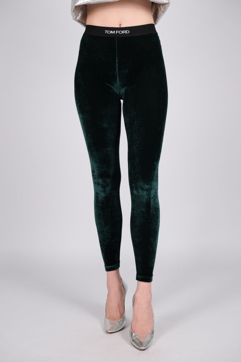 image 3 Велюровые леггинсы зеленого цвета