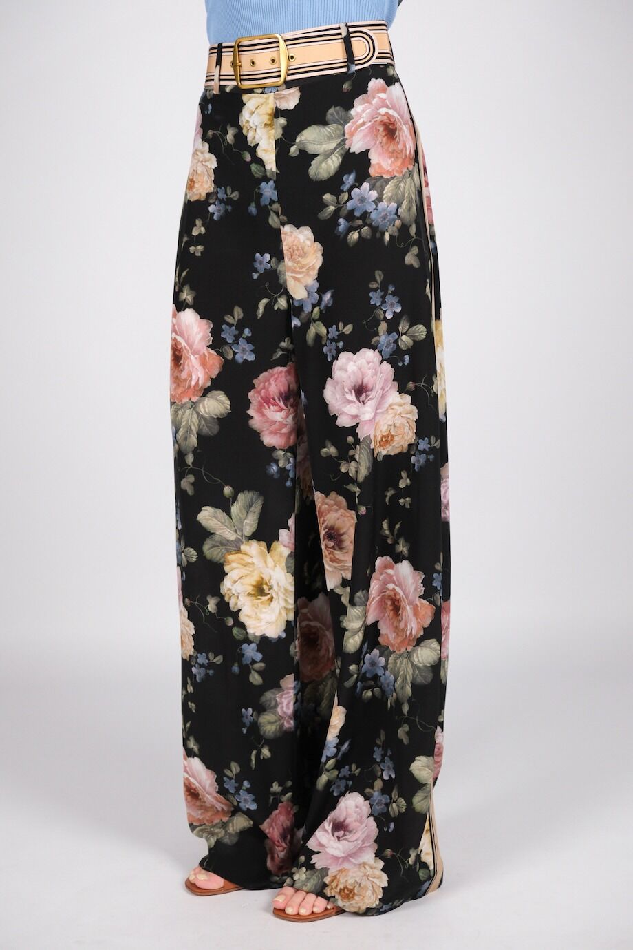 image 3 Шёлковые брюки с цветочным принтом и поясом