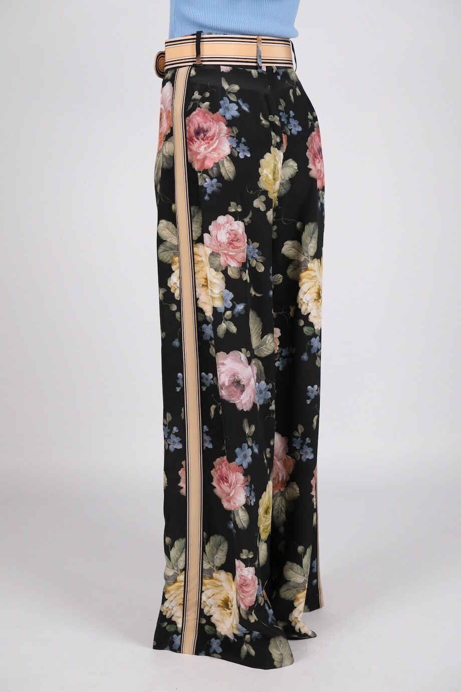 image 4 Шёлковые брюки с цветочным принтом и поясом