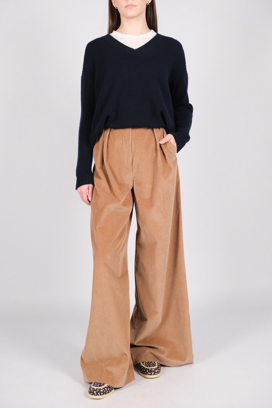 image 1 Вельветовые брюки широкого кроя бежевого цвета