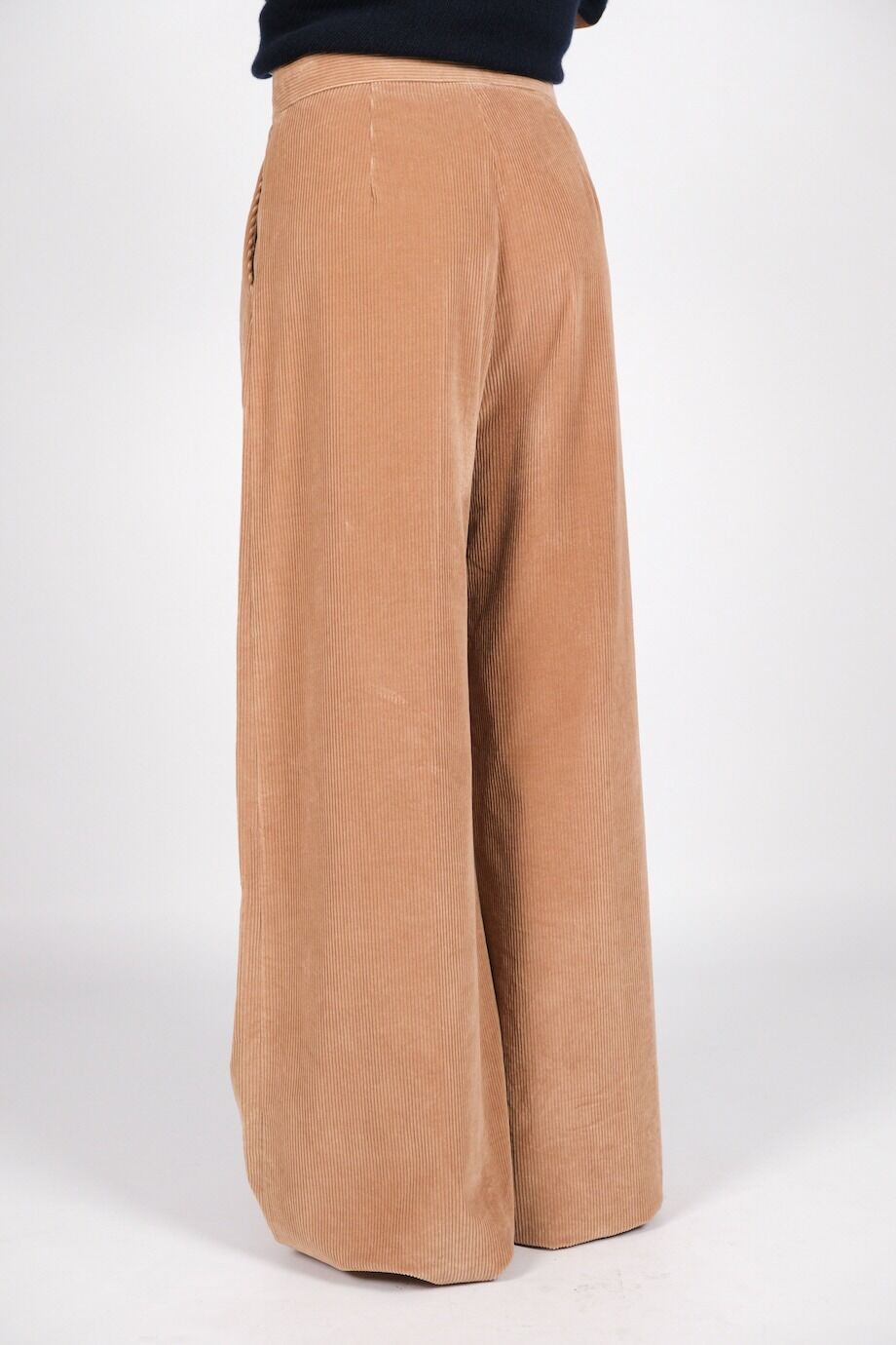 image 4 Вельветовые брюки широкого кроя бежевого цвета