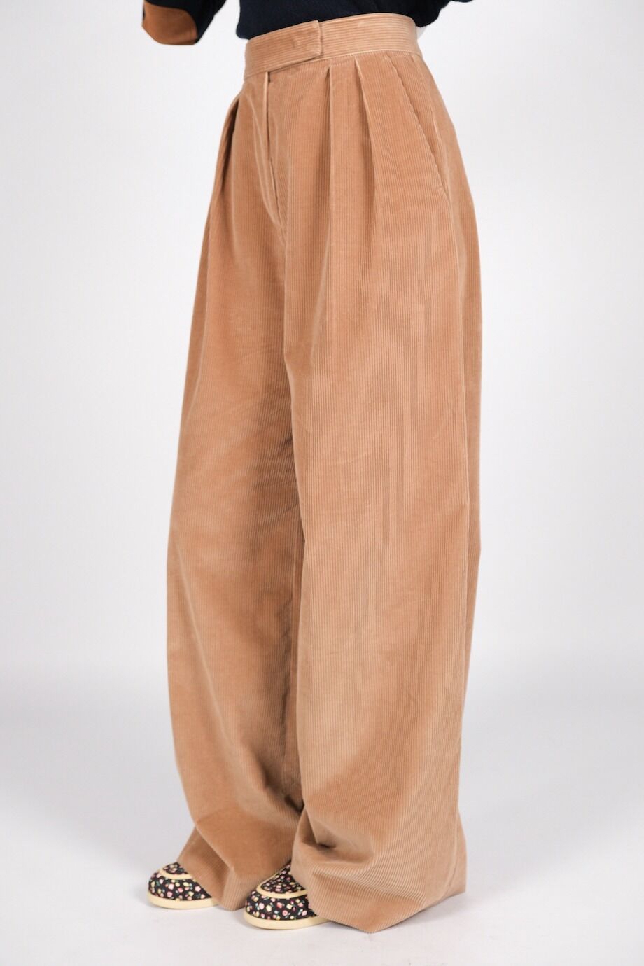 image 3 Вельветовые брюки широкого кроя бежевого цвета