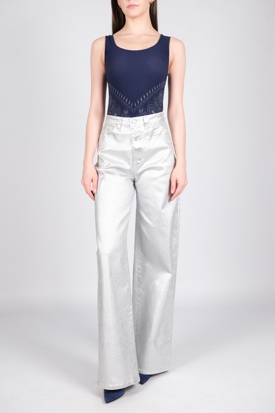 image 1 Боди синего цвета с орнаментом