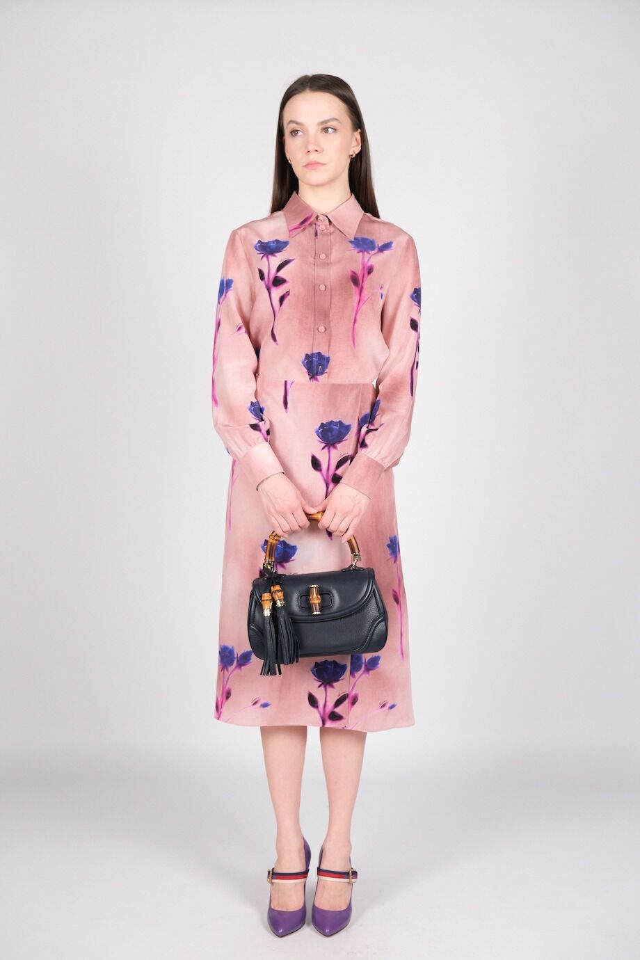 image 1 Шёлковый костюм розового цвета с цветочным принтом