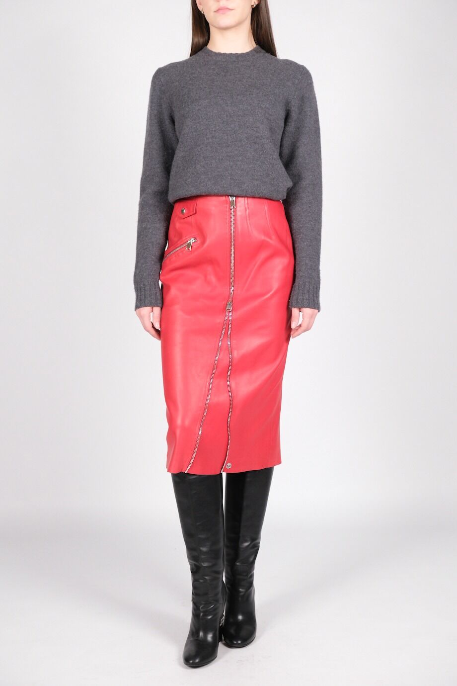 image 1 Кожаная юбка красного цвета