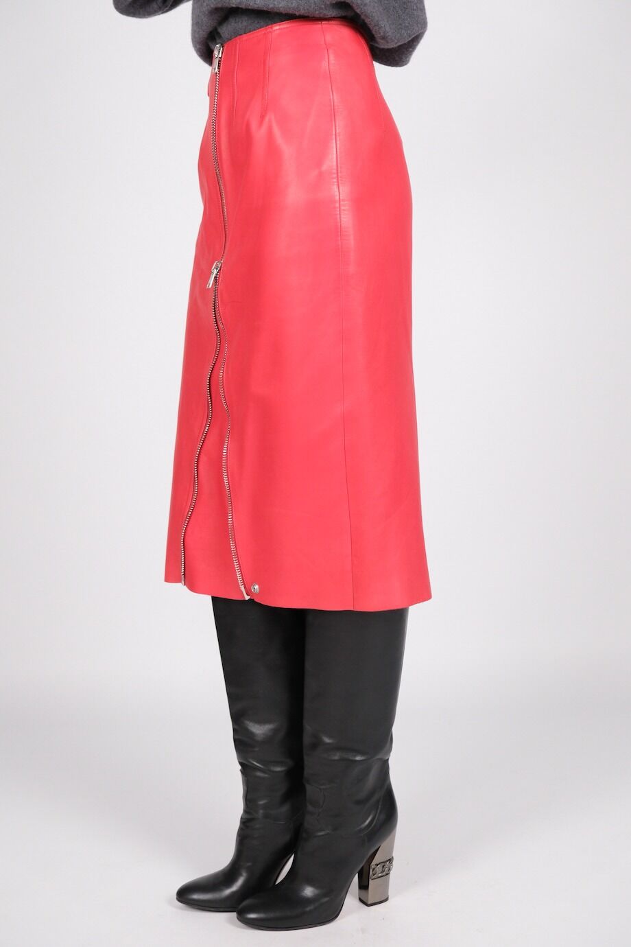 image 3 Кожаная юбка красного цвета