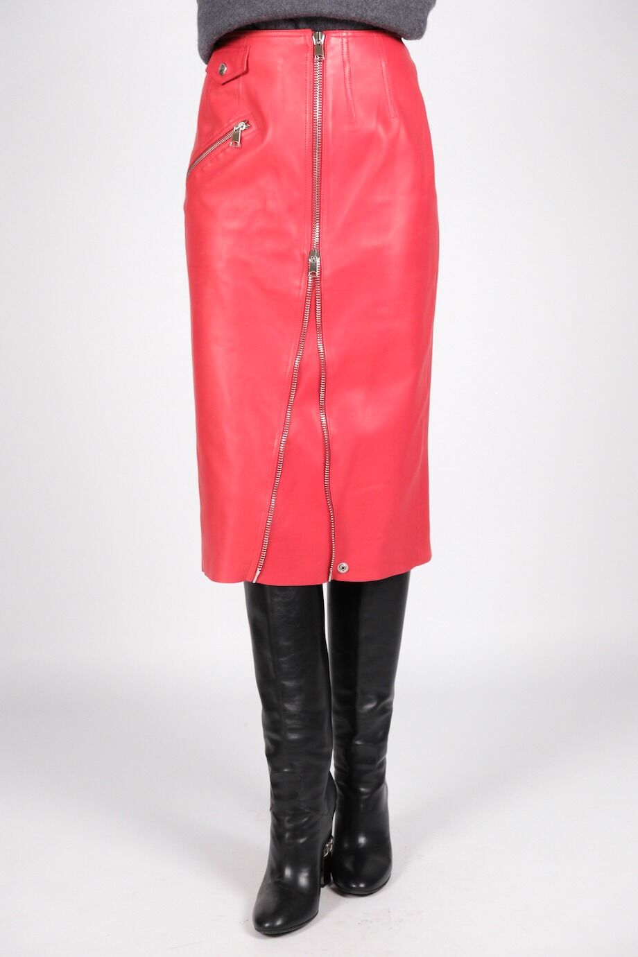image 2 Кожаная юбка красного цвета