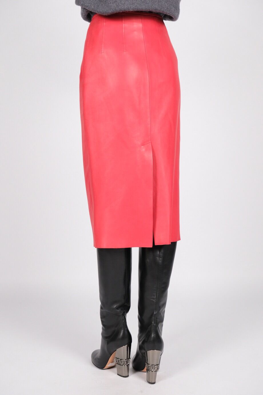 image 4 Кожаная юбка красного цвета