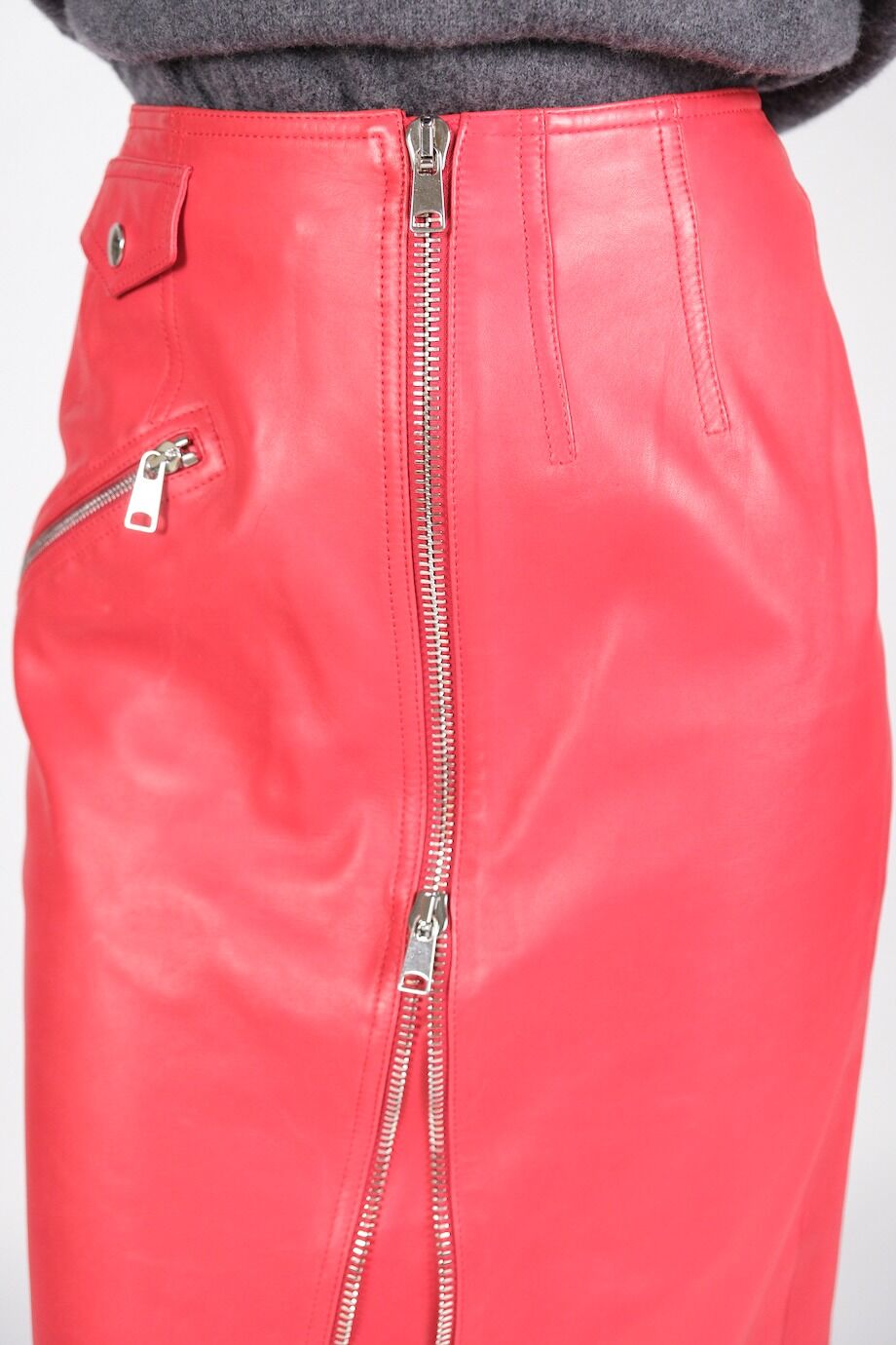 image 5 Кожаная юбка красного цвета