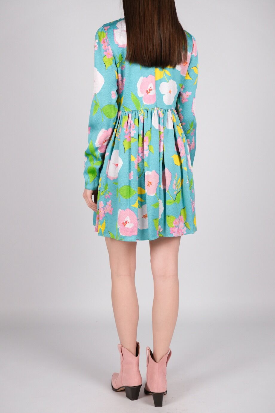 image 3 Платье голубого цвета с цветочным принтом