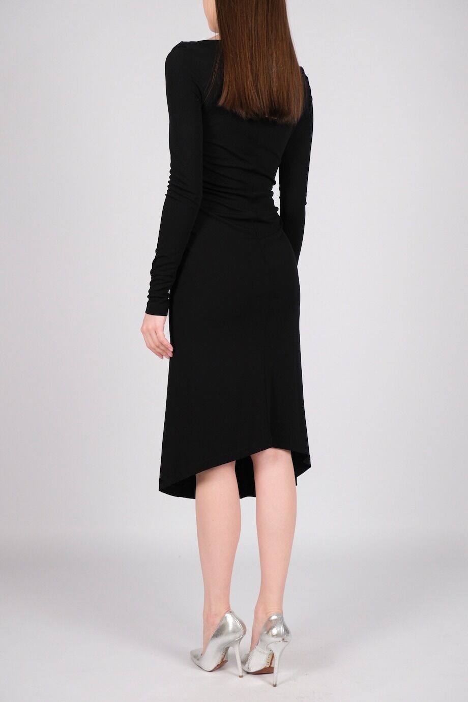 image 3 Платье черного цвета с драпировкой на поясе