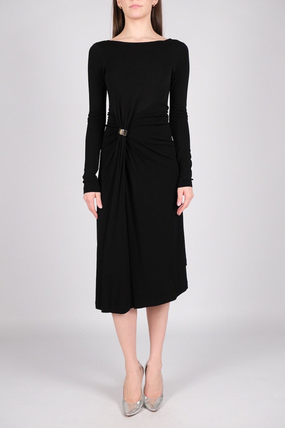 image 1 Платье черного цвета с драпировкой на поясе