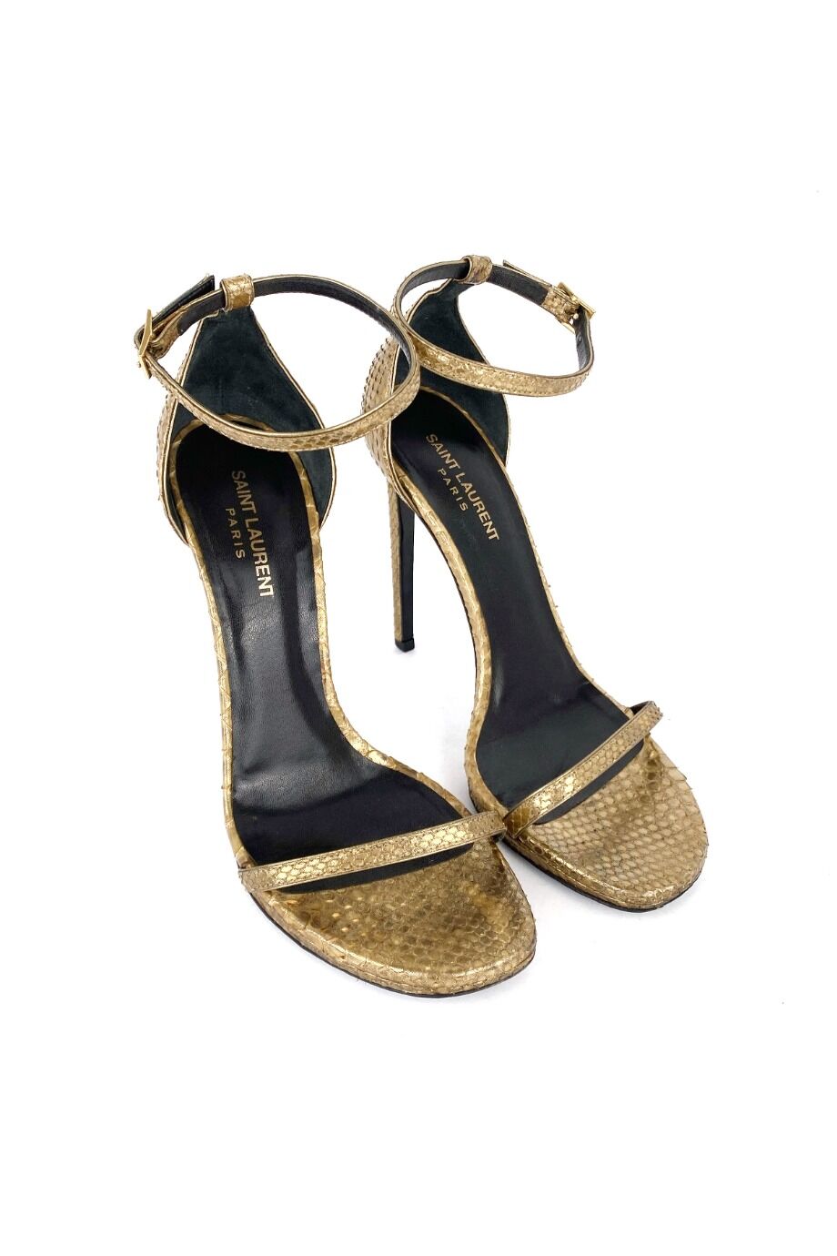 image 1 Босоножки золотистого цвета с тиснением под рептилию