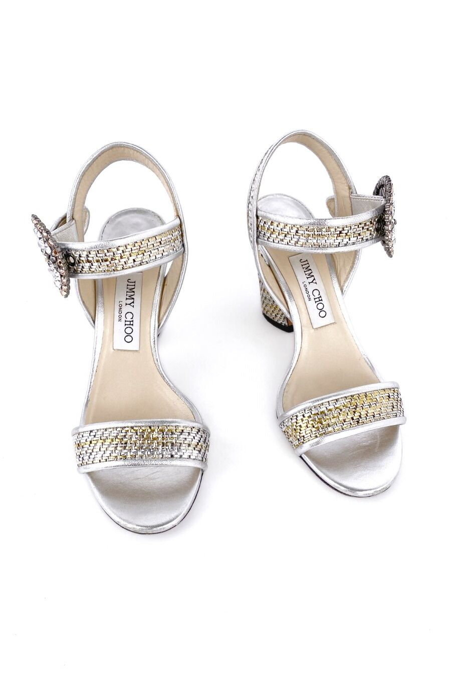 image 2 Плетёные босоножки серебряного цвета с декором из кристаллов