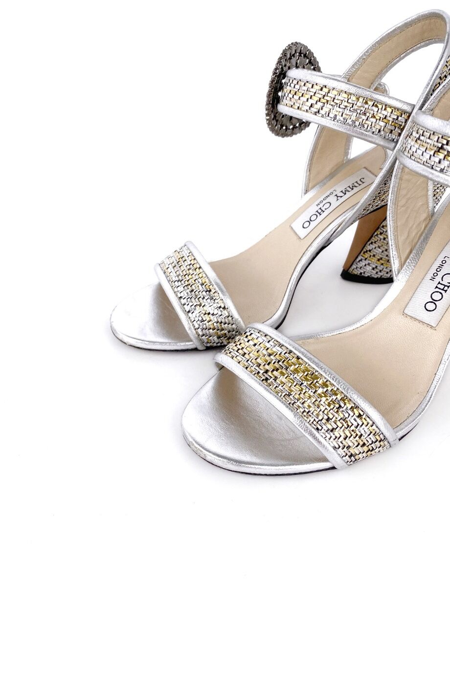 image 3 Плетёные босоножки серебряного цвета с декором из кристаллов