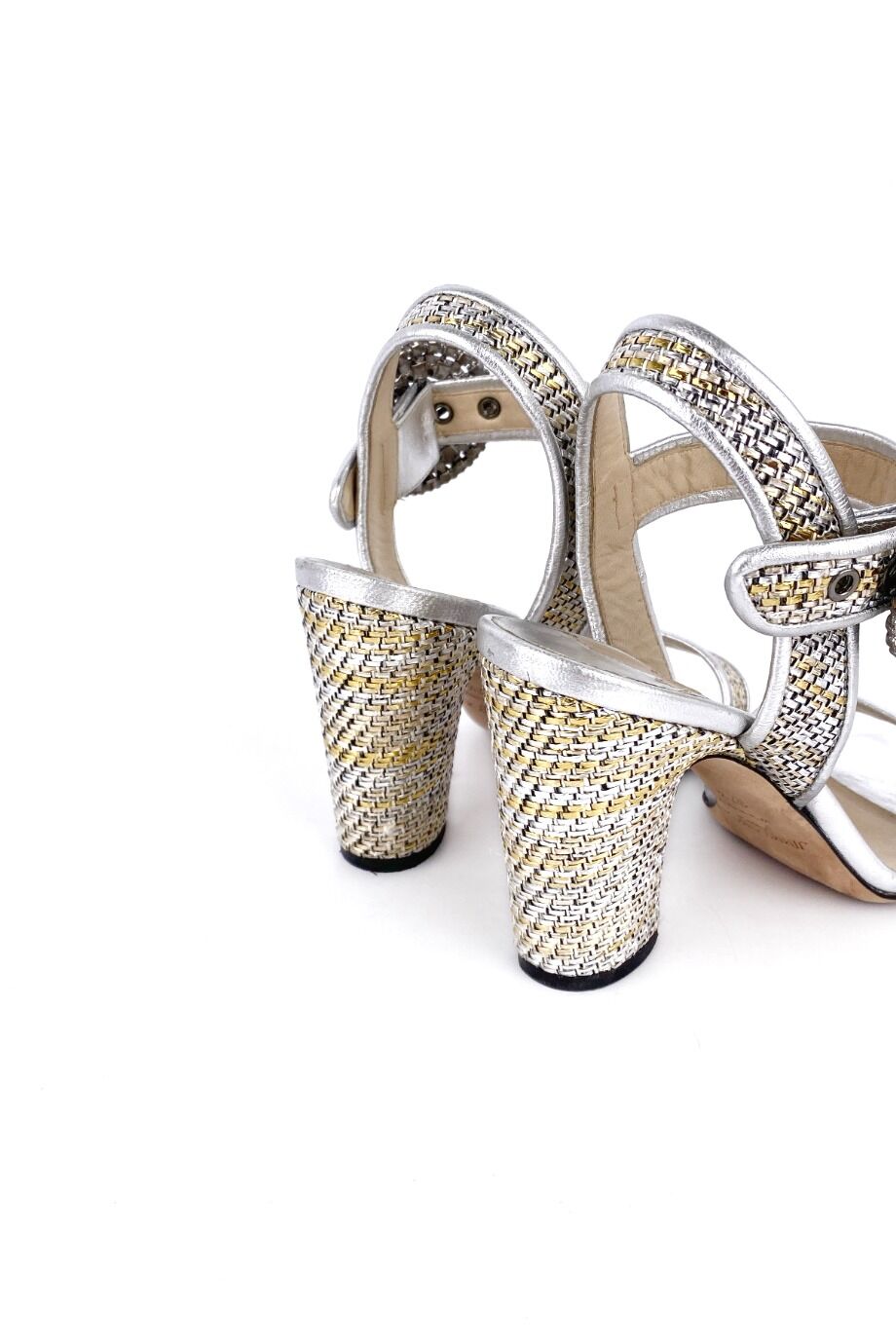 image 4 Плетёные босоножки серебряного цвета с декором из кристаллов