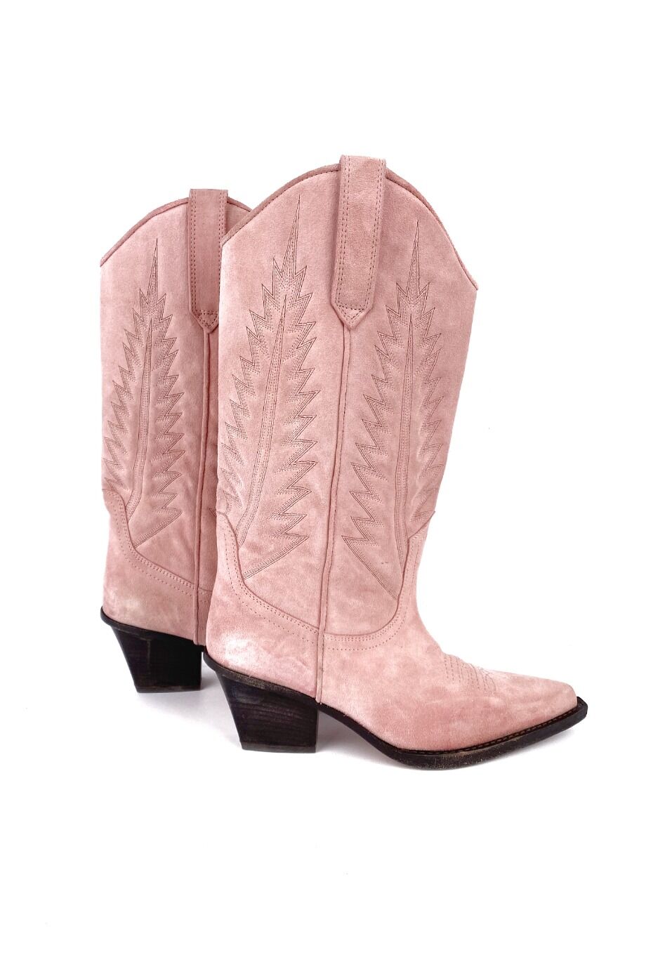 image 5 Высокие казаки розового цвета из замши