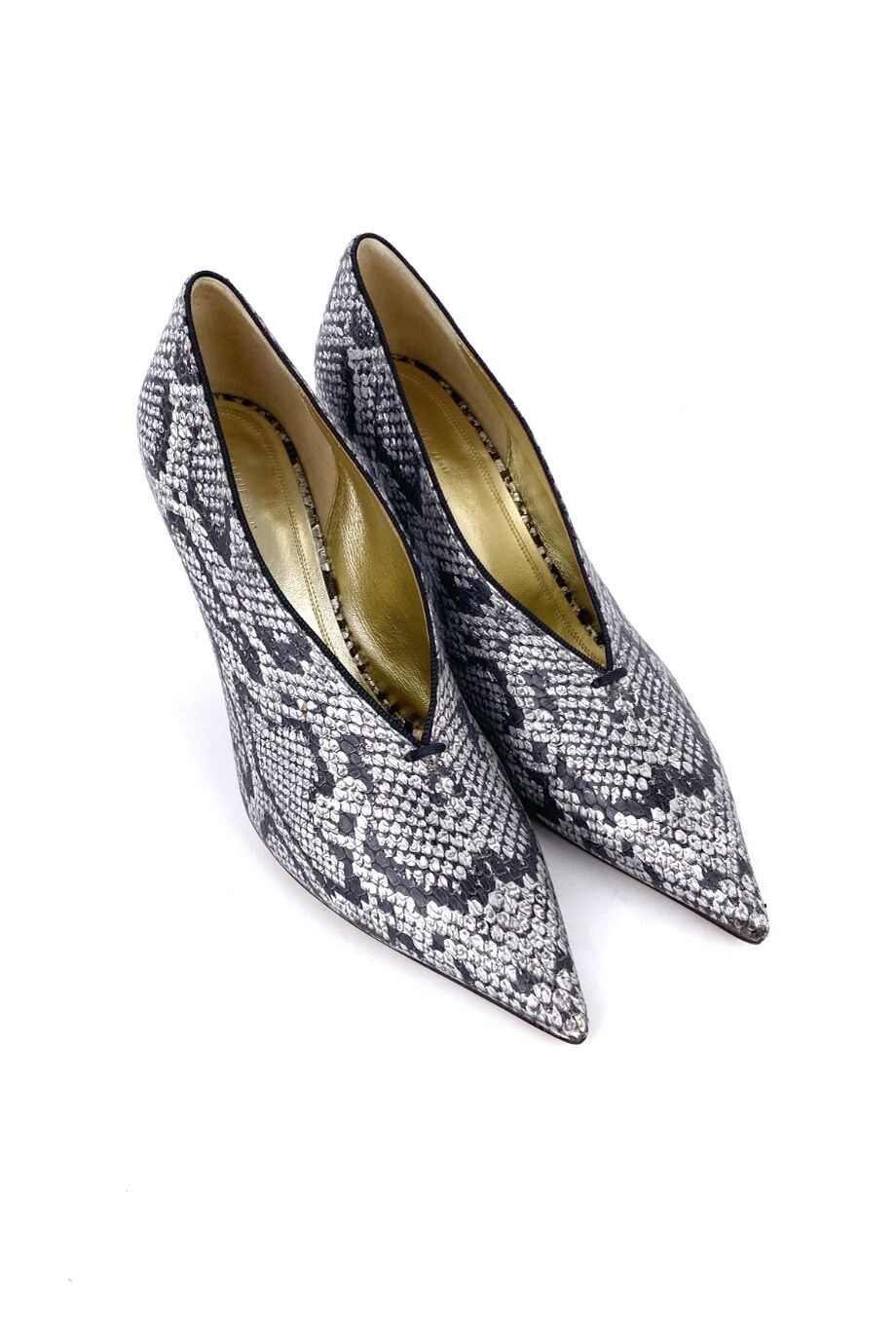 image 1 Туфли с тиснением под рептилию серебристого цвета