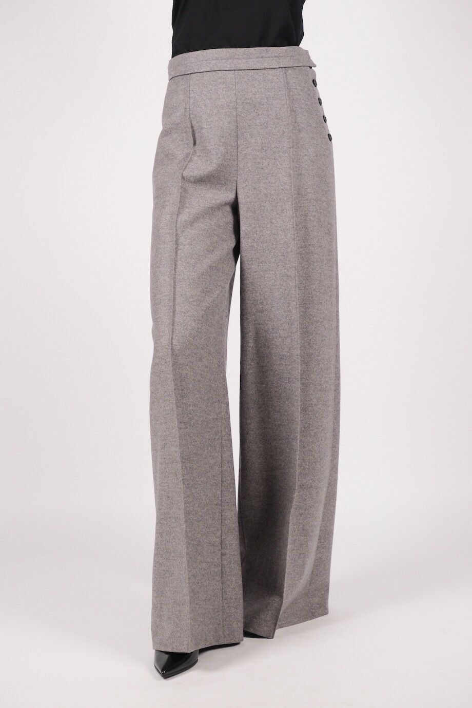 image 2 Шерстяные брюки серого цвета широкого кроя
