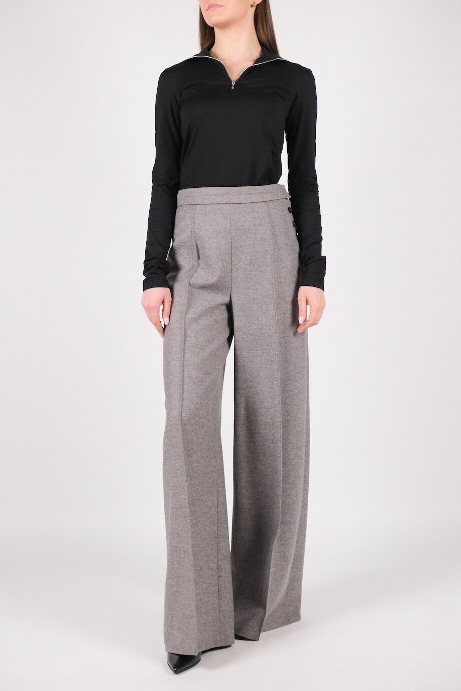 image 1 Шерстяные брюки серого цвета широкого кроя