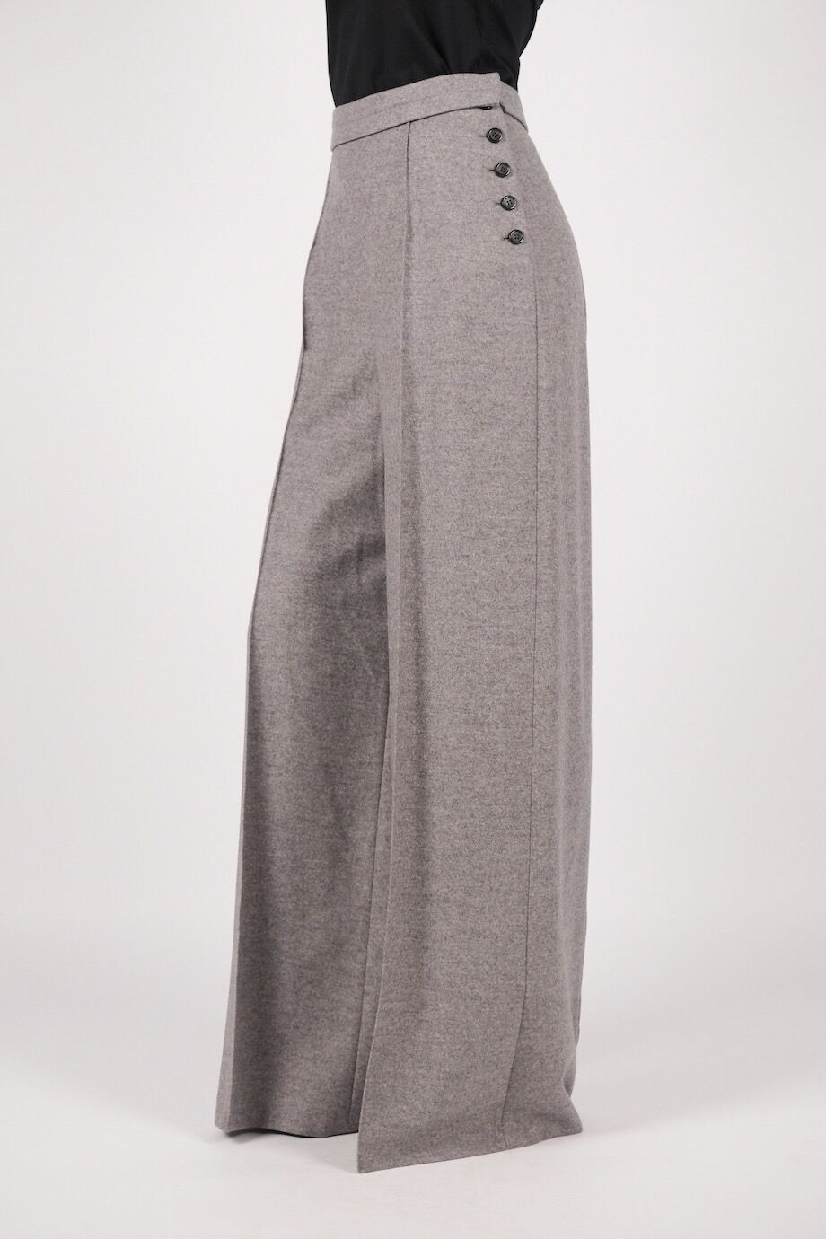 image 3 Шерстяные брюки серого цвета широкого кроя