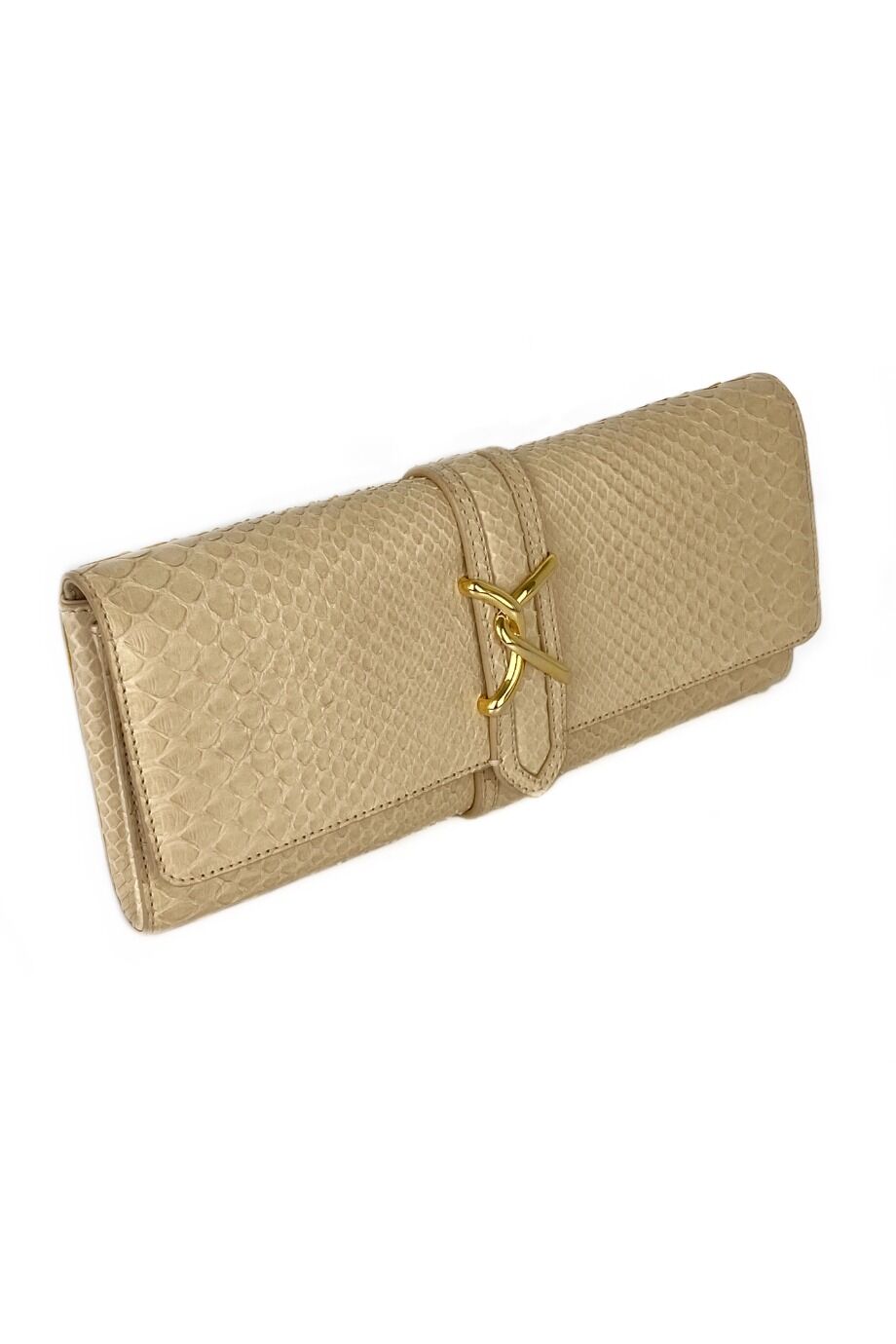 image 2 Клатч кремового цвета из кожи рептилии