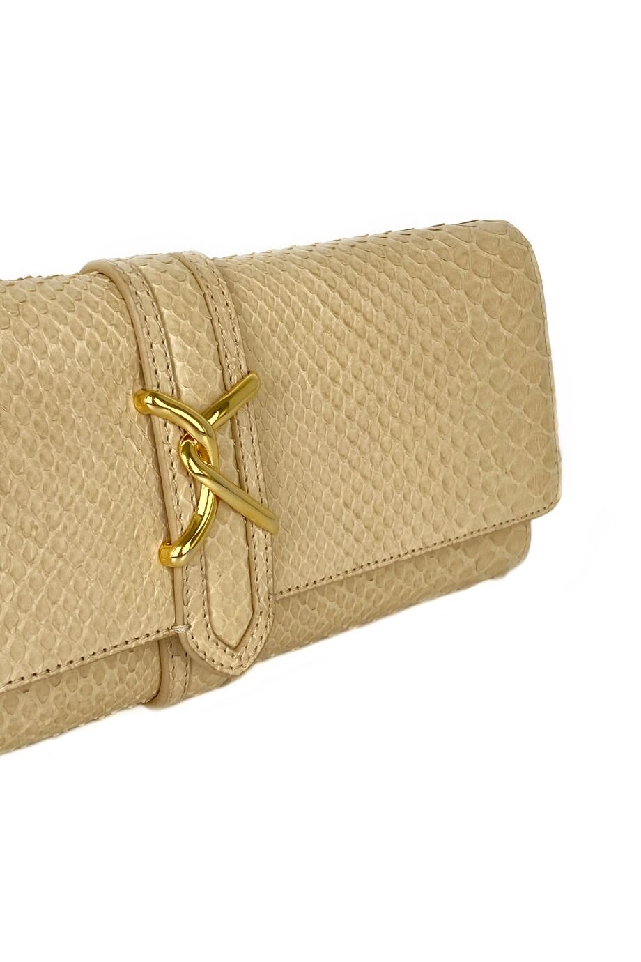 image 3 Клатч кремового цвета из кожи рептилии